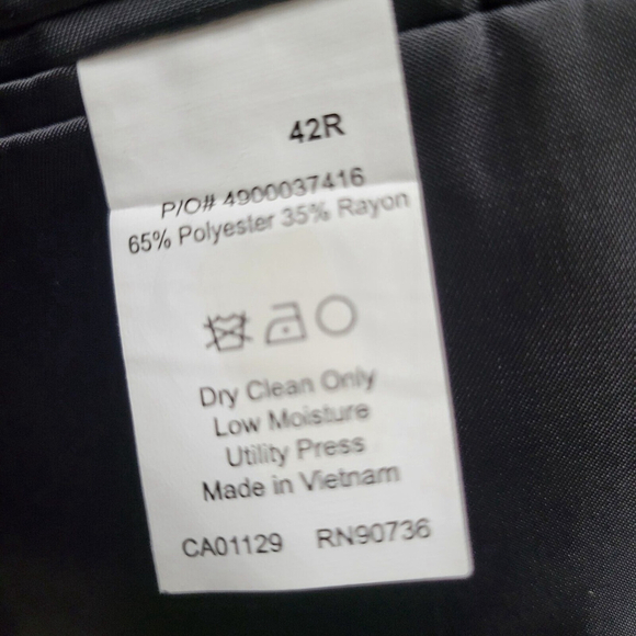 Calvin Klein Polyester Rayon Pinstripe Suit Jacket 42R Men's. Navy Gray Stripe - Picture 8 of 8